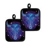 Dark Taurus Zodiac Sign Print Pot Holders