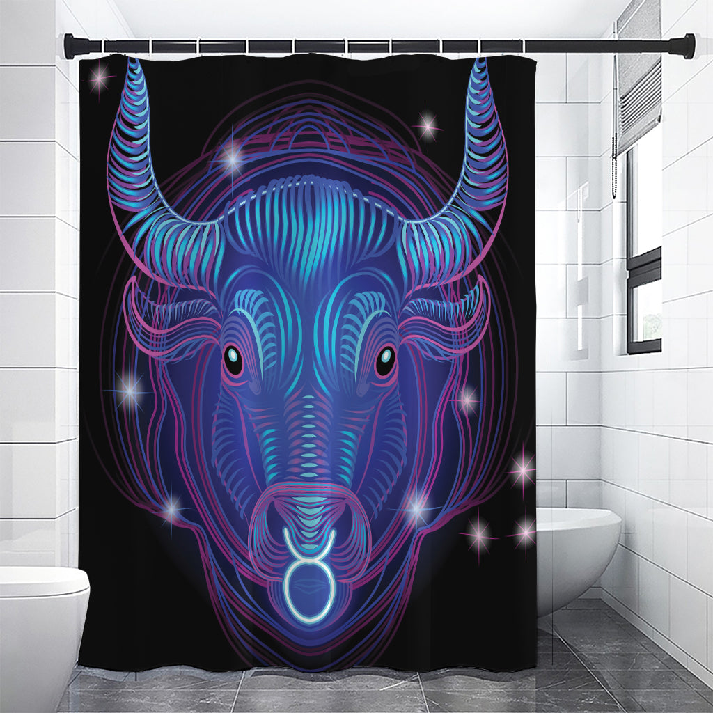 Dark Taurus Zodiac Sign Print Premium Shower Curtain