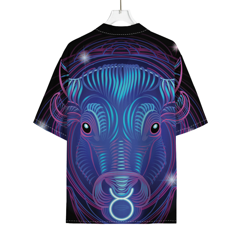 Dark Taurus Zodiac Sign Print Rayon Hawaiian Shirt