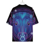 Dark Taurus Zodiac Sign Print Rayon Hawaiian Shirt