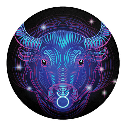 Dark Taurus Zodiac Sign Print Round Blanket