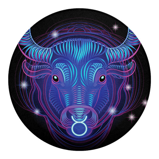 Dark Taurus Zodiac Sign Print Round Blanket