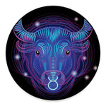 Dark Taurus Zodiac Sign Print Round Floor Mat