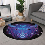 Dark Taurus Zodiac Sign Print Round Rug