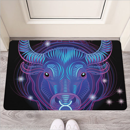 Dark Taurus Zodiac Sign Print Rubber Doormat