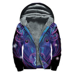 Dark Taurus Zodiac Sign Print Sherpa Lined Zip Up Hoodie