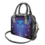 Dark Taurus Zodiac Sign Print Shoulder Handbag