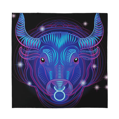 Dark Taurus Zodiac Sign Print Silk Bandana