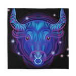 Dark Taurus Zodiac Sign Print Silk Bandana