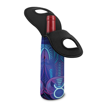Dark Taurus Zodiac Sign Print Single Neoprene Wine Tote
