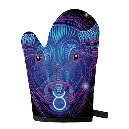 Dark Taurus Zodiac Sign Print Single Oven Mitt