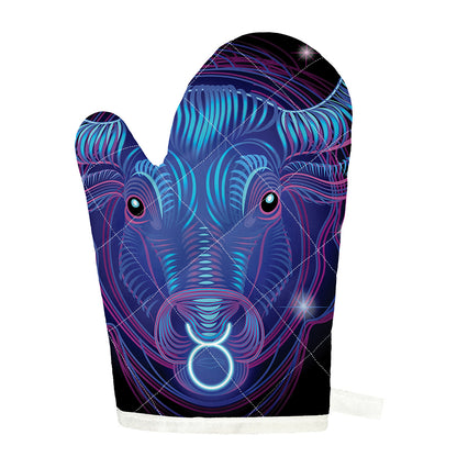 Dark Taurus Zodiac Sign Print Single Oven Mitt