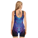 Dark Taurus Zodiac Sign Print Sleeveless One Piece Swimsuit