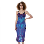 Dark Taurus Zodiac Sign Print Slim Fit Midi Cami Dress
