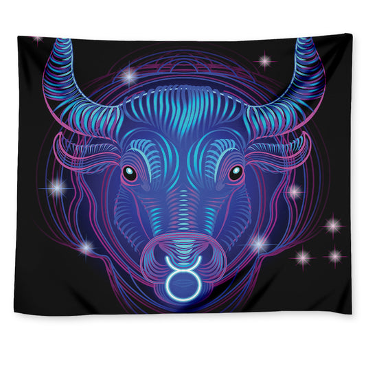 Dark Taurus Zodiac Sign Print Tapestry