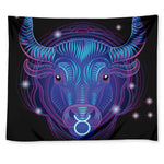 Dark Taurus Zodiac Sign Print Tapestry