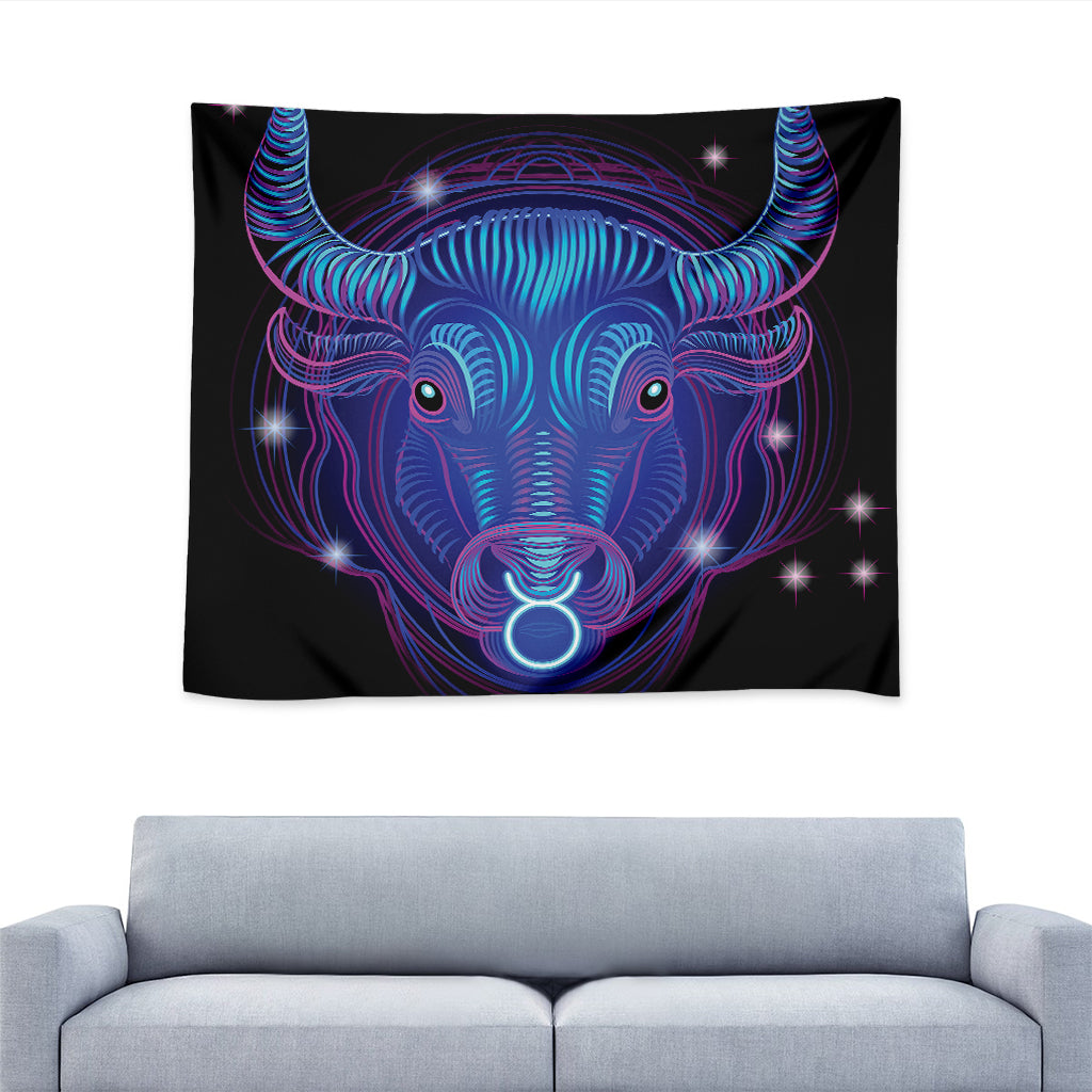 Dark Taurus Zodiac Sign Print Tapestry