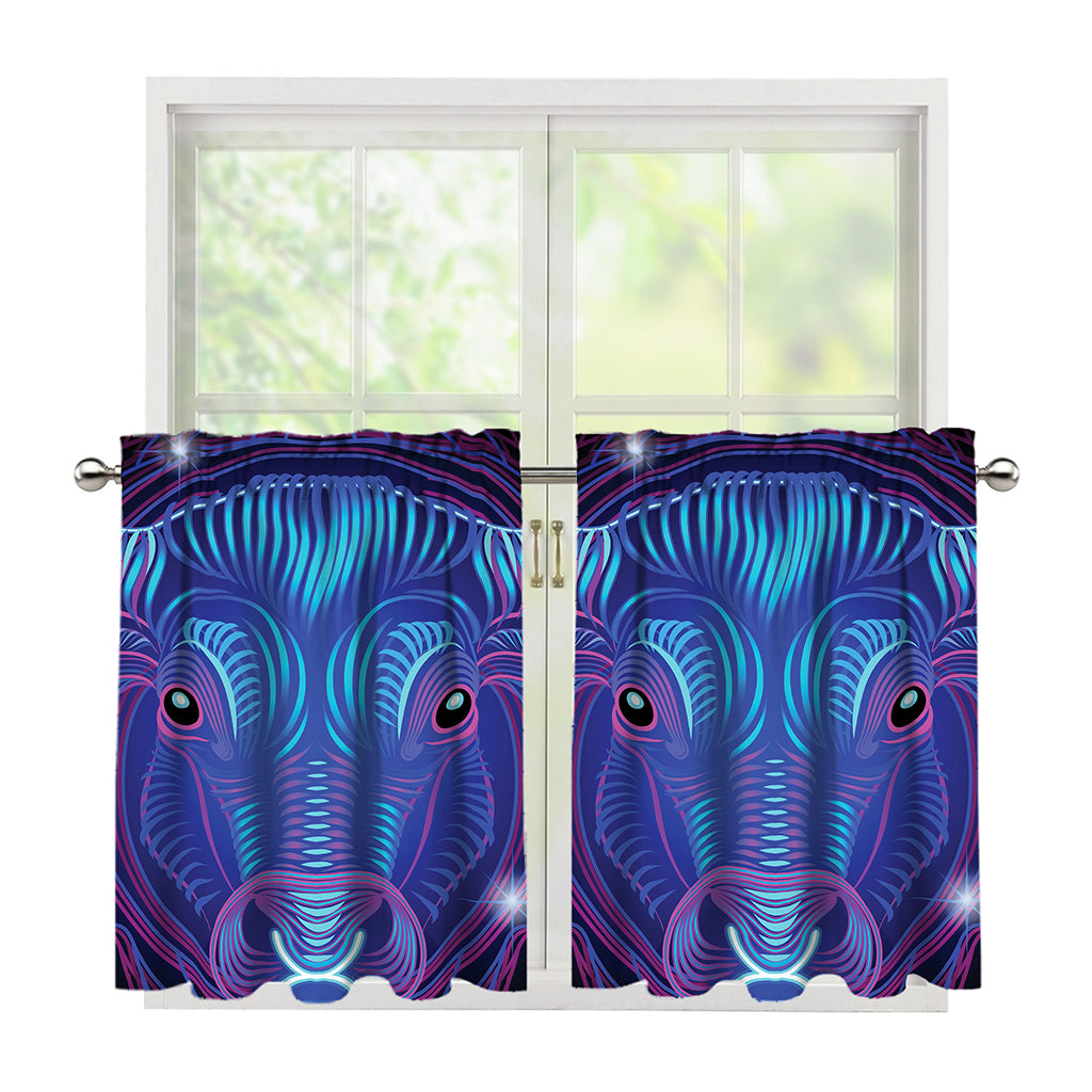 Dark Taurus Zodiac Sign Print Tier Curtains
