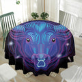 Dark Taurus Zodiac Sign Print Waterproof Round Tablecloth