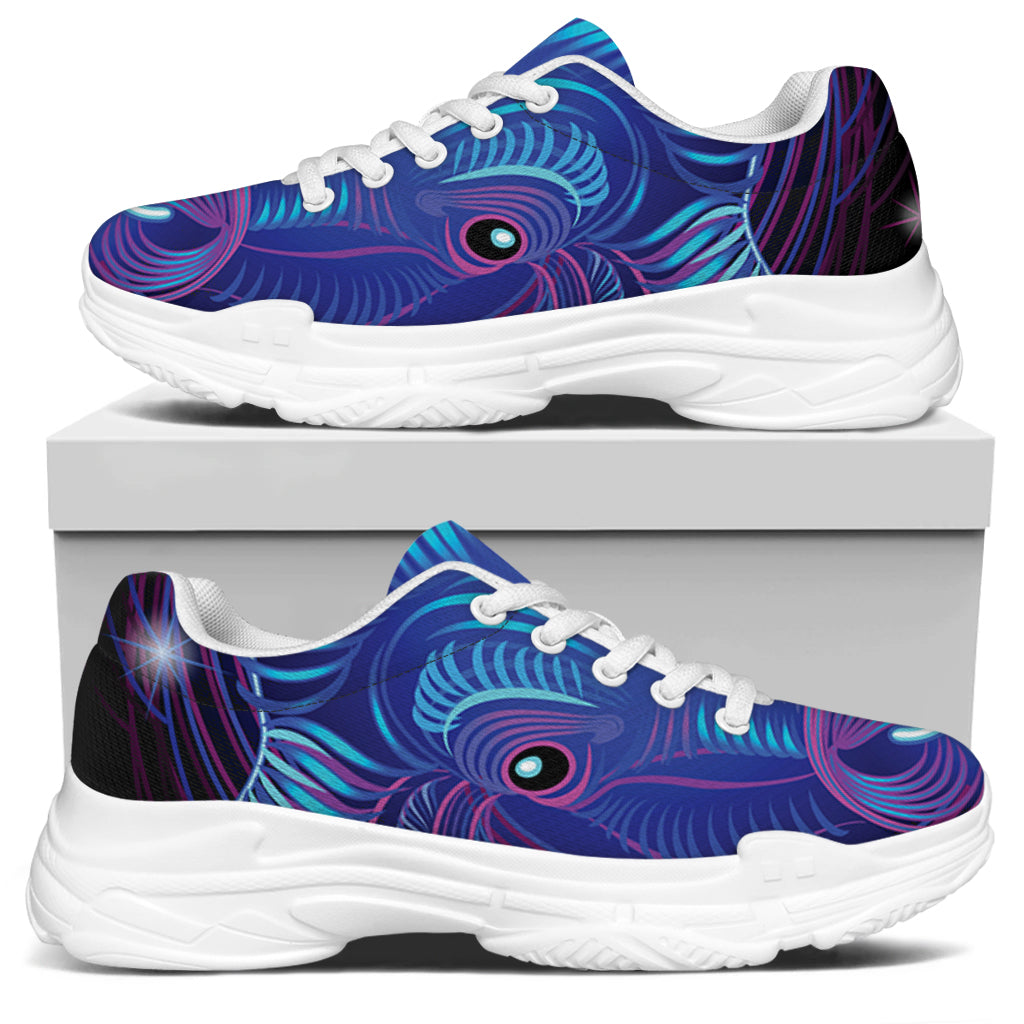 Dark Taurus Zodiac Sign Print White Chunky Shoes