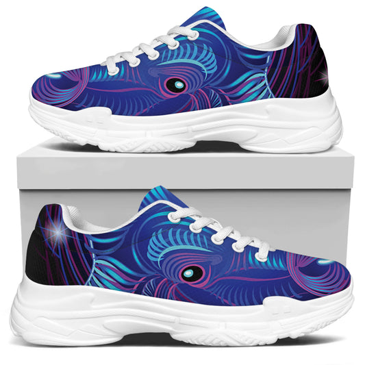 Dark Taurus Zodiac Sign Print White Chunky Shoes