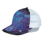 Dark Taurus Zodiac Sign Print White Mesh Trucker Cap