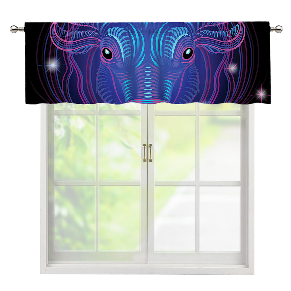 Dark Taurus Zodiac Sign Print Window Valance