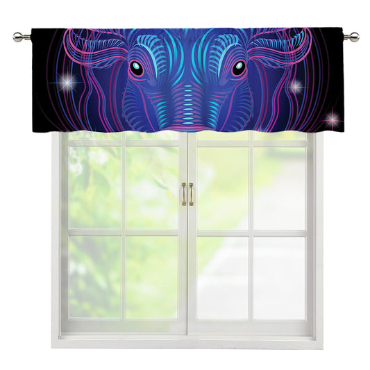 Dark Taurus Zodiac Sign Print Window Valance
