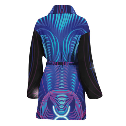 Dark Taurus Zodiac Sign Print Women's Bathrobe