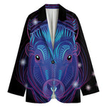 Dark Taurus Zodiac Sign Print Women's Blazer