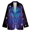 Dark Taurus Zodiac Sign Print Women's Cotton Blazer