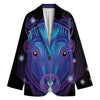 Dark Taurus Zodiac Sign Print Women's Cotton Blazer