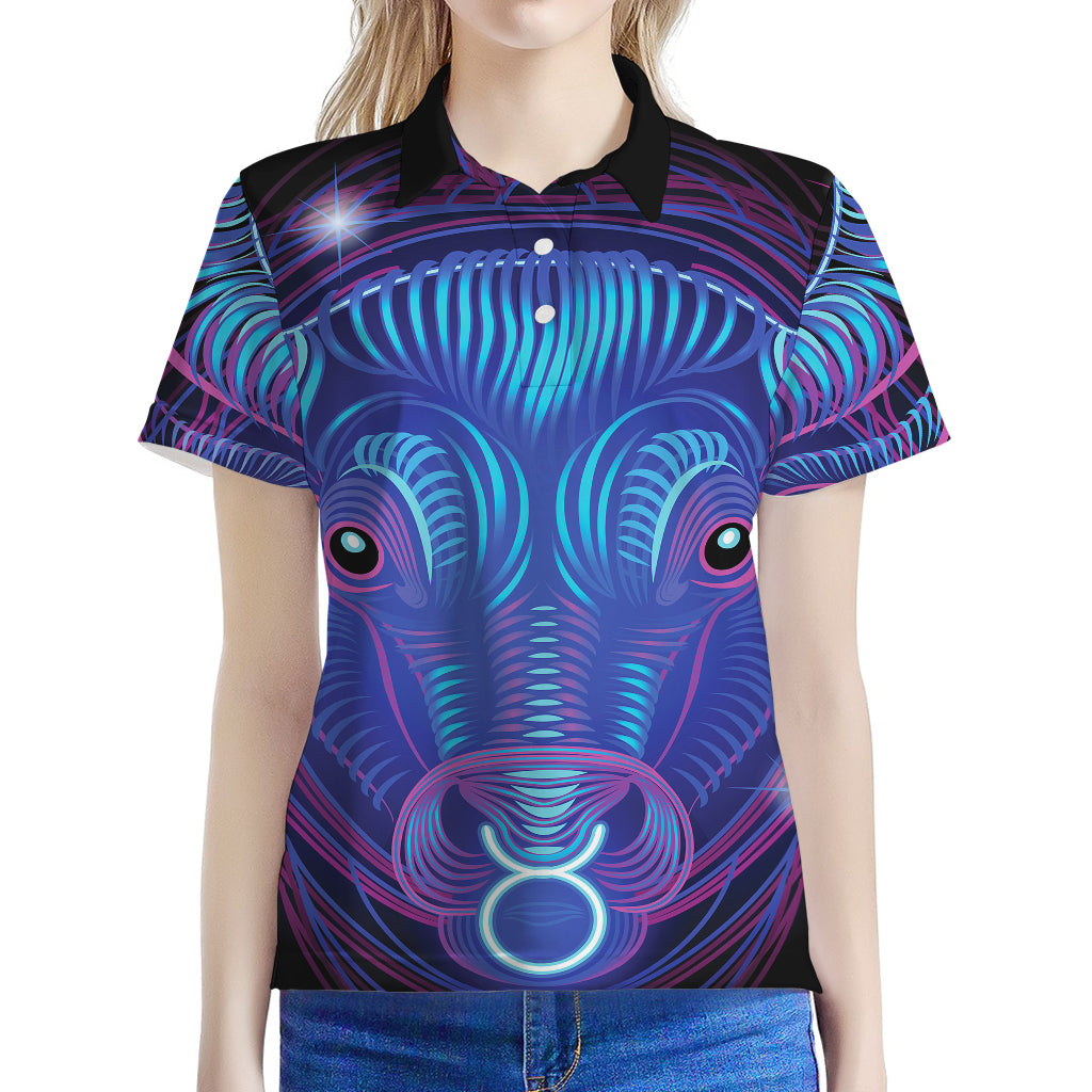 Dark Taurus Zodiac Sign Print Women's Polo Shirt