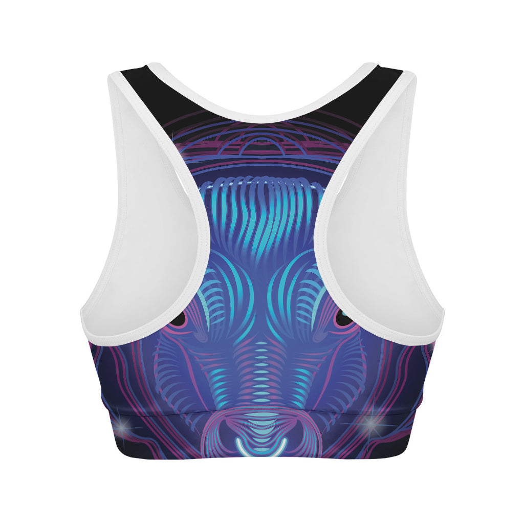 Dark Taurus Zodiac Sign Print Women's Sports Bra