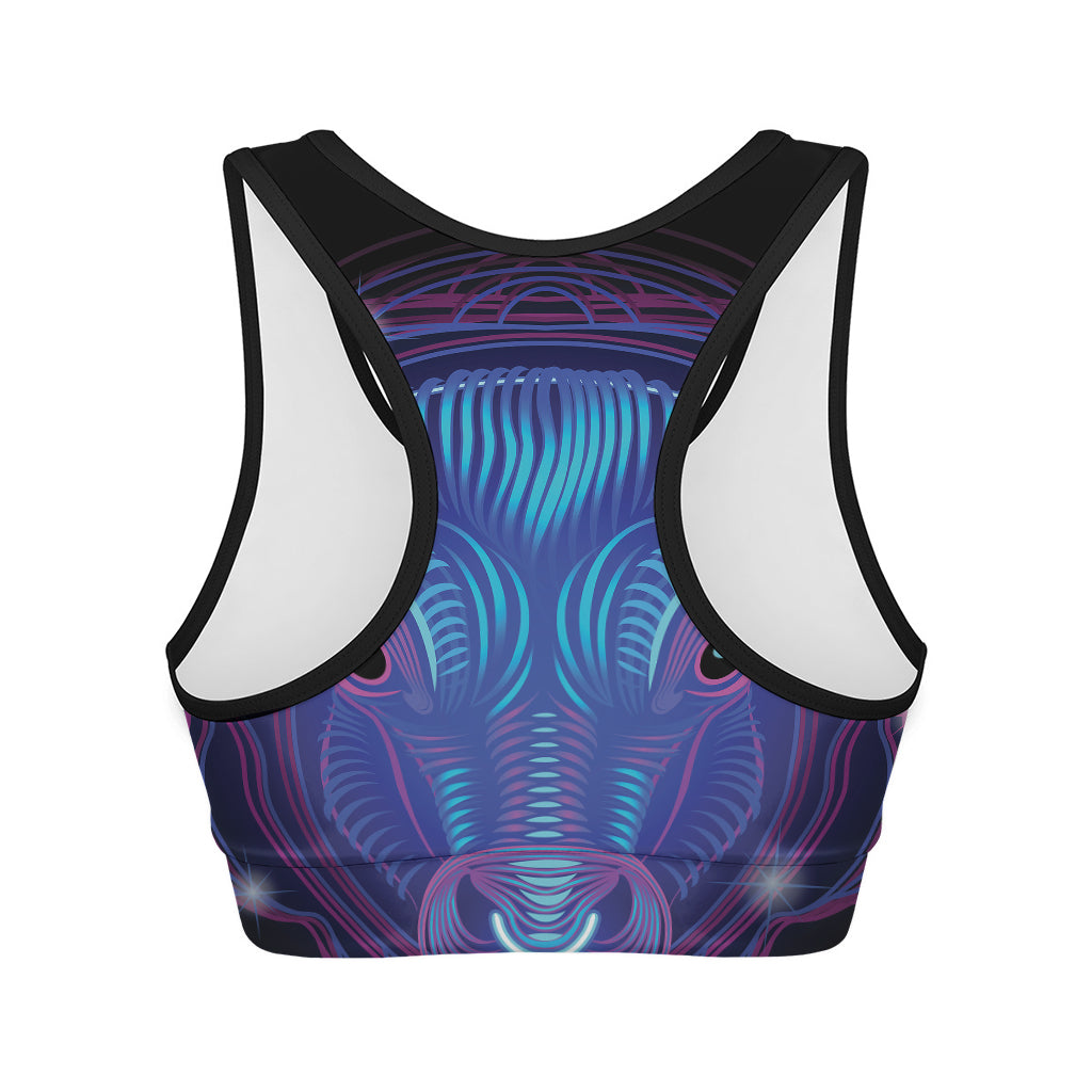 Dark Taurus Zodiac Sign Print Women's Sports Bra