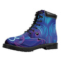 Dark Taurus Zodiac Sign Print Padded Collar Lace Up Boots