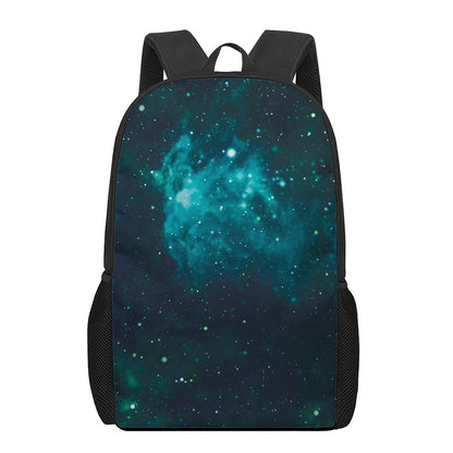 Dark Teal Galaxy Space Print 17 Inch Backpack