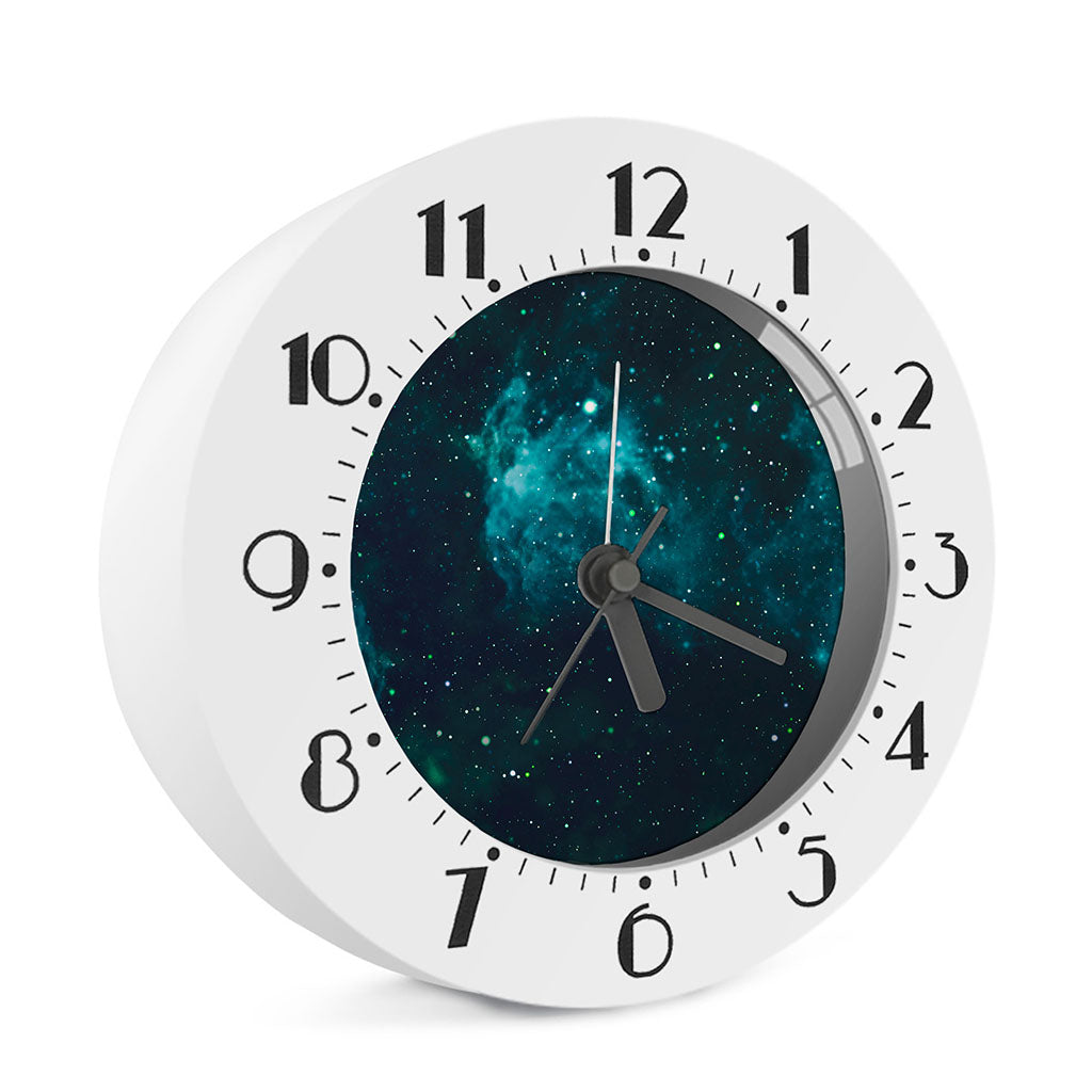 Dark Teal Galaxy Space Print Alarm Clock