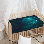 Dark Teal Galaxy Space Print Baby Crib Sheet