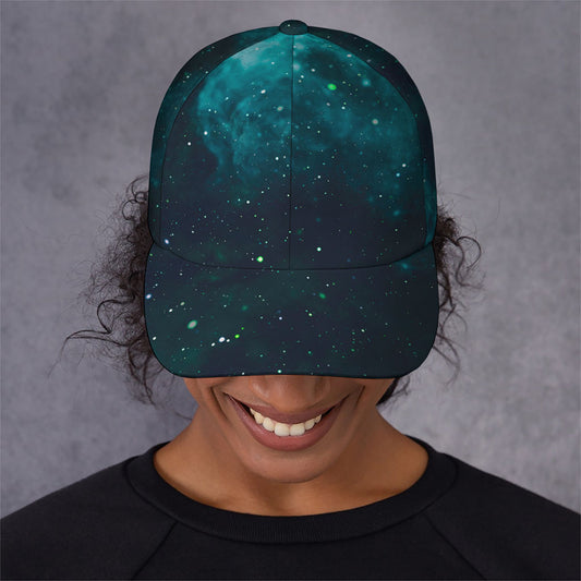 Dark Teal Galaxy Space Print Baseball Cap