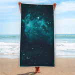 Dark Teal Galaxy Space Print Beach Towel