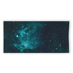 Dark Teal Galaxy Space Print Beach Towel