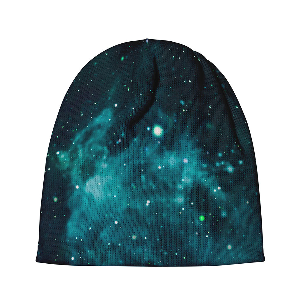 Dark Teal Galaxy Space Print Beanie