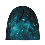 Dark Teal Galaxy Space Print Beanie