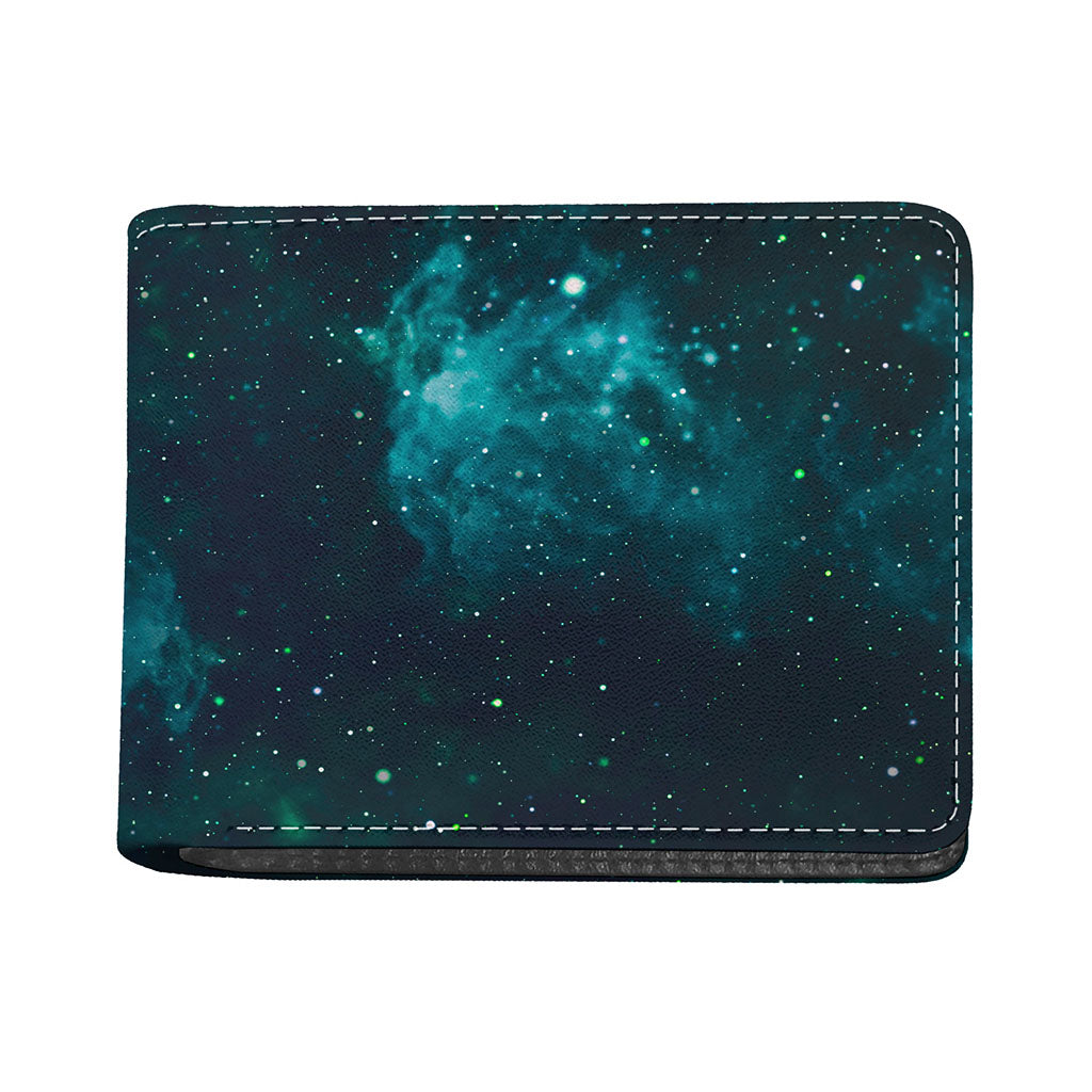 Dark Teal Galaxy Space Print Bifold Wallet