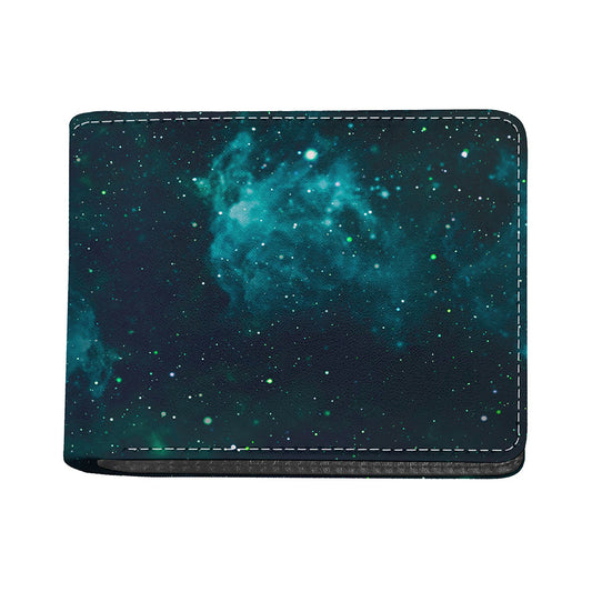 Dark Teal Galaxy Space Print Bifold Wallet