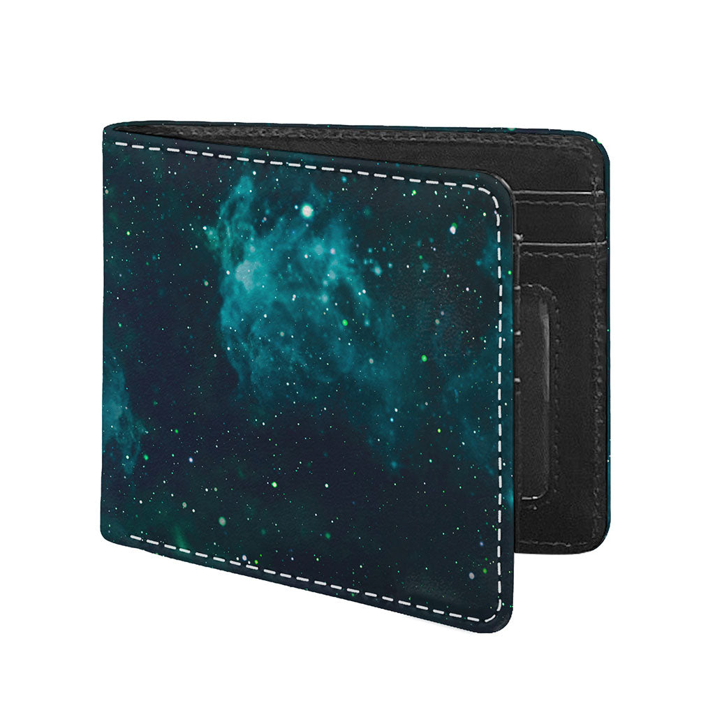 Dark Teal Galaxy Space Print Bifold Wallet