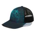 Dark Teal Galaxy Space Print Black Mesh Trucker Cap