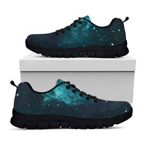 Dark Teal Galaxy Space Print Black Running Shoes