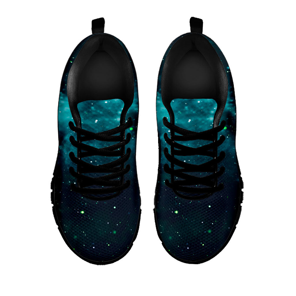 Dark Teal Galaxy Space Print Black Running Shoes